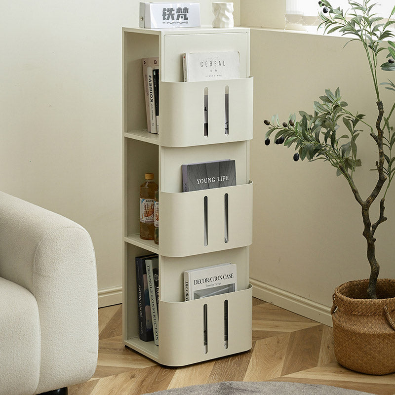 Modern Minimalist Carbon Steel Rectangular Bookshelf With 4 Tiers & 3 Storage For Living Room & Home Office
