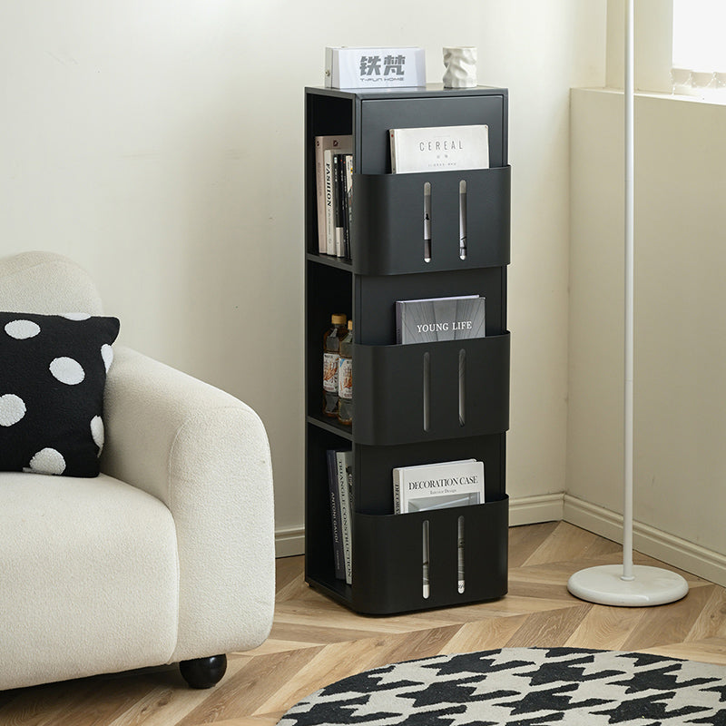 Modern Minimalist Carbon Steel Rectangular Bookshelf With 4 Tiers & 3 Storage For Living Room & Home Office
