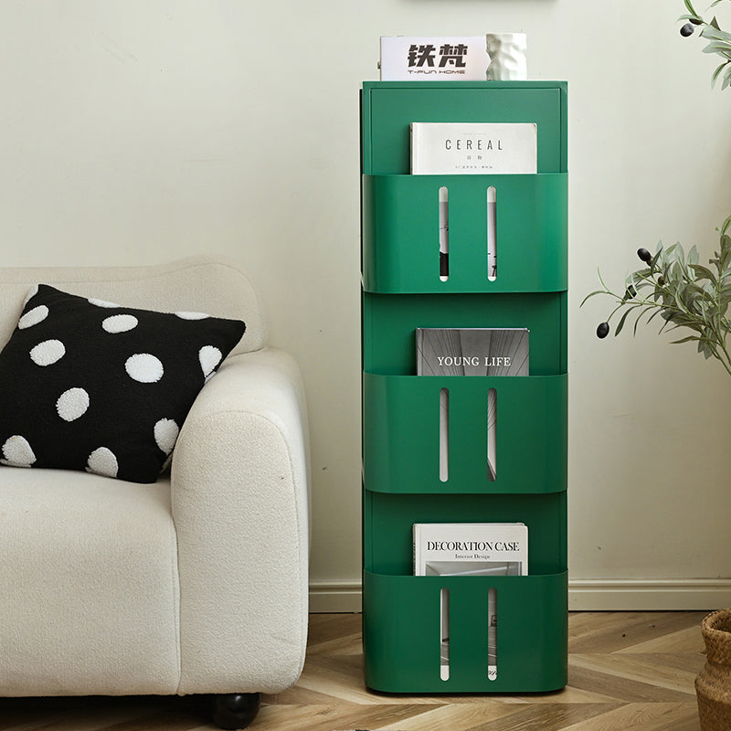Modern Minimalist Carbon Steel Rectangular Bookshelf With 4 Tiers & 3 Storage For Living Room & Home Office