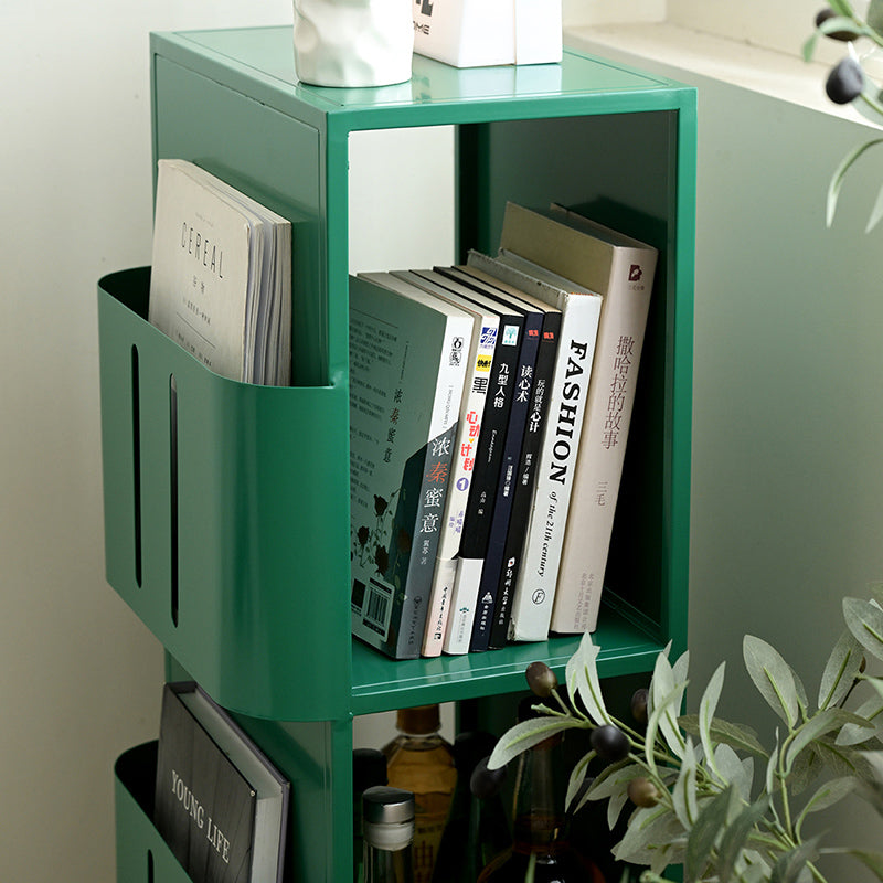 Modern Minimalist Carbon Steel Rectangular Bookshelf With 4 Tiers & 3 Storage For Living Room & Home Office