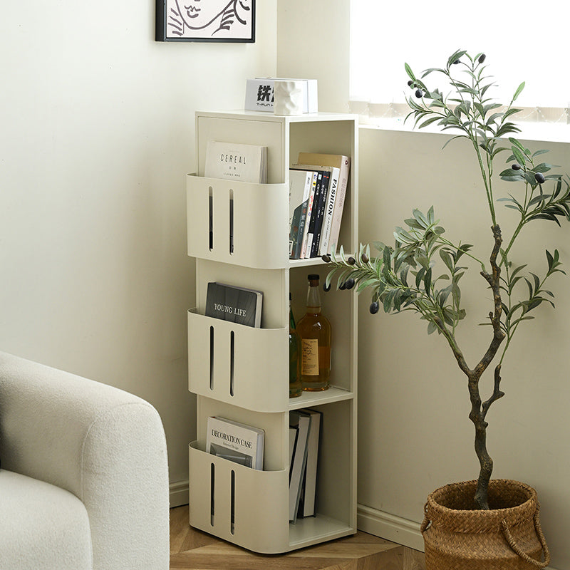 Modern Minimalist Carbon Steel Rectangular Bookshelf With 4 Tiers & 3 Storage For Living Room & Home Office