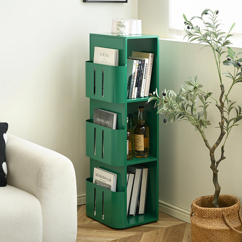 Modern Minimalist Carbon Steel Rectangular Bookshelf With 4 Tiers & 3 Storage For Living Room & Home Office
