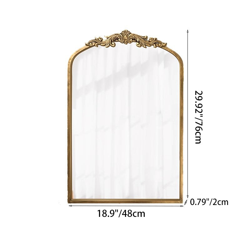 Traditional European Iron Glass Rectangular Arched Wall Mirror For Living Room & Bathroom