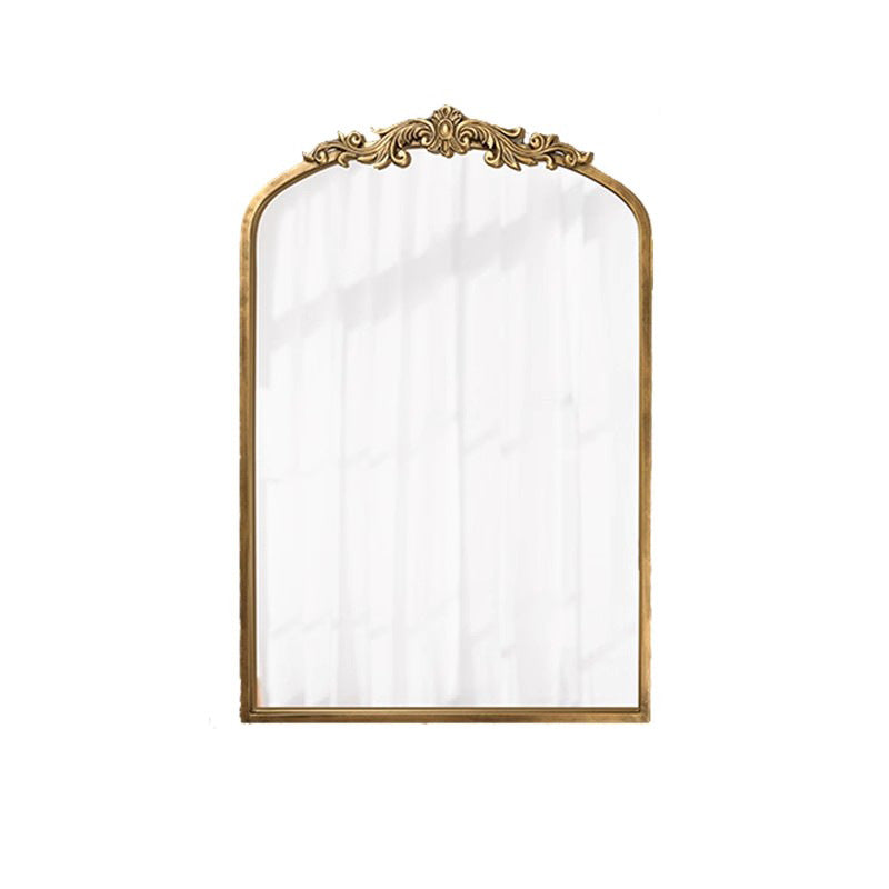 Traditional European Iron Glass Rectangular Arched Wall Mirror For Living Room & Bathroom