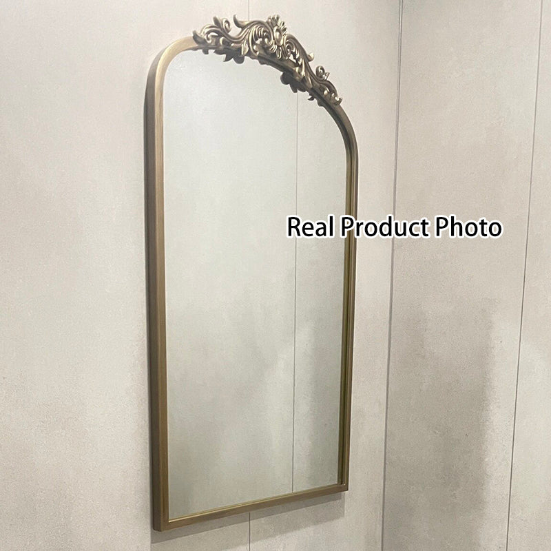 Traditional European Iron Glass Rectangular Arched Wall Mirror For Living Room & Bathroom