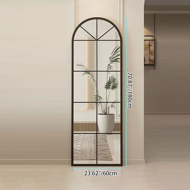 Traditional French Plywood Glass Oval Full-Length Floor Mirror With HD Anti-Explosion Glass For Living Room & Bedroom