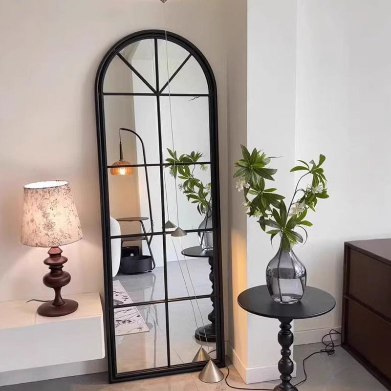 Traditional French Plywood Glass Oval Full-Length Floor Mirror With HD Anti-Explosion Glass For Living Room & Bedroom