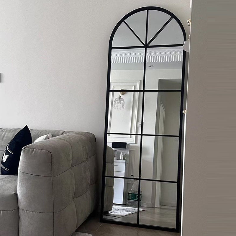 Traditional French Plywood Glass Oval Full-Length Floor Mirror With HD Anti-Explosion Glass For Living Room & Bedroom