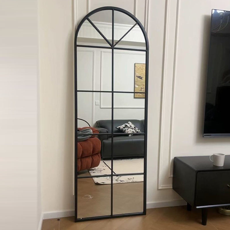 Traditional French Plywood Glass Oval Full-Length Floor Mirror With HD Anti-Explosion Glass For Living Room & Bedroom