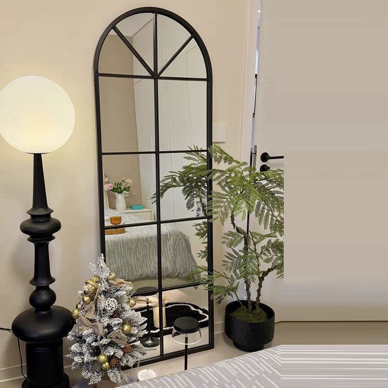 Traditional French Plywood Glass Oval Full-Length Floor Mirror With HD Anti-Explosion Glass For Living Room & Bedroom