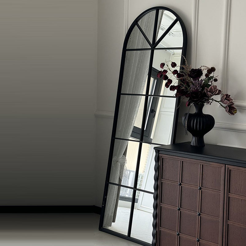 Traditional French Plywood Glass Oval Full-Length Floor Mirror With HD Anti-Explosion Glass For Living Room & Bedroom