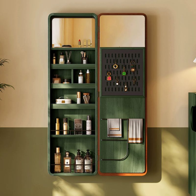Multi-Functional Space-Saving Wall-Mounted Full-Length Wall Mirror - French Mirror With Hidden Storage & Wardrobe Organizer For Bedroom