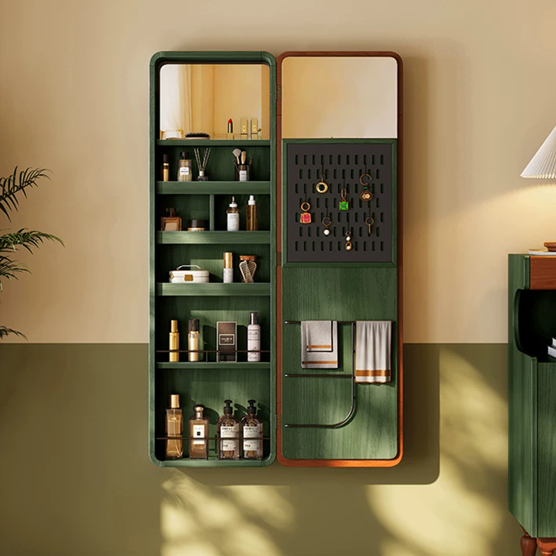 Multi-Functional Space-Saving Wall-Mounted Full-Length Wall Mirror - French Mirror With Hidden Storage & Wardrobe Organizer For Bedroom