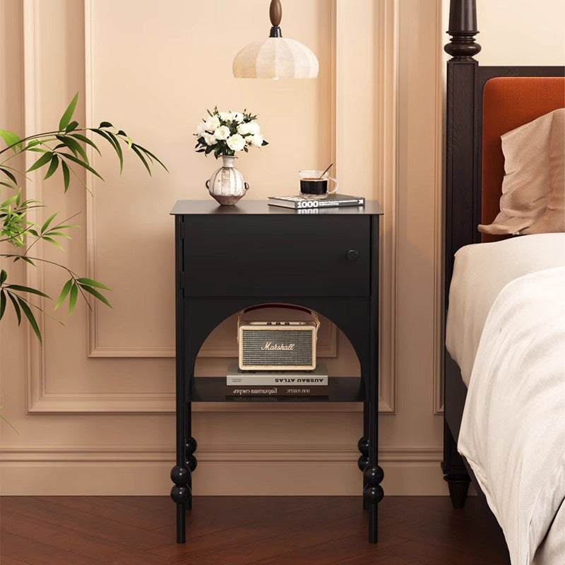 Modern Minimalist Rectangular Arched High-Heel Design Iron Nightstand 1-Cabinet For Bedroom