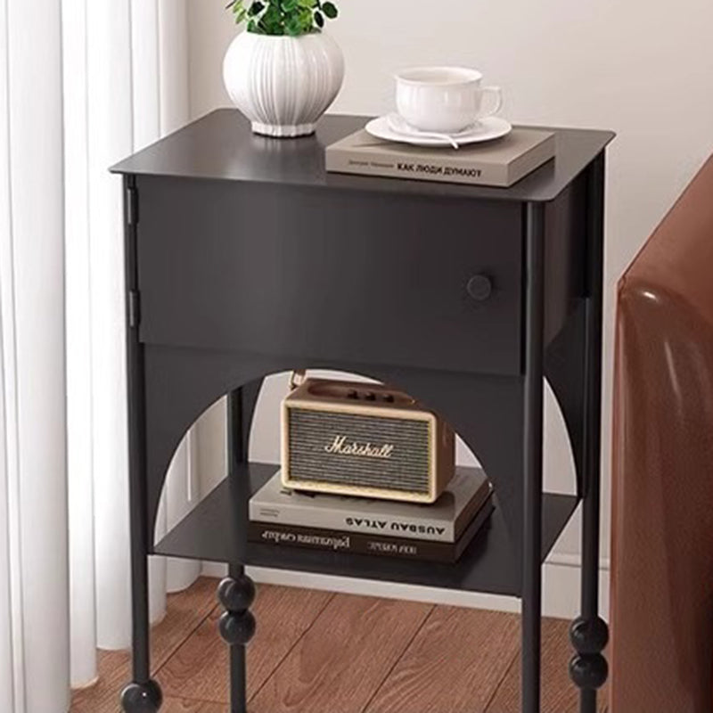 Modern Minimalist Rectangular Arched High-Heel Design Iron Nightstand 1-Cabinet For Bedroom
