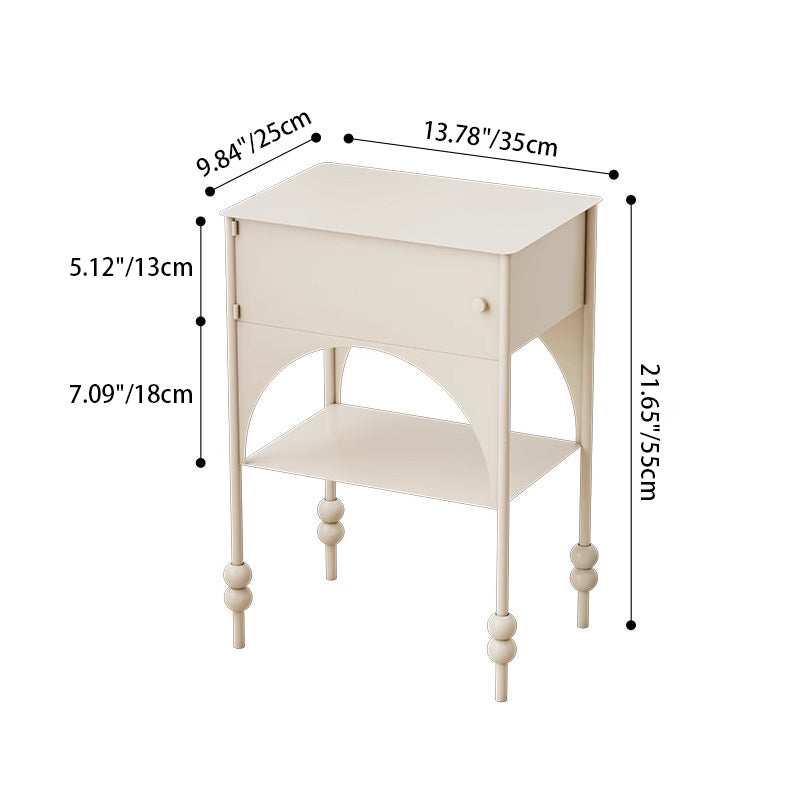 Modern Minimalist Rectangular Arched High-Heel Design Iron Nightstand 1-Cabinet For Bedroom