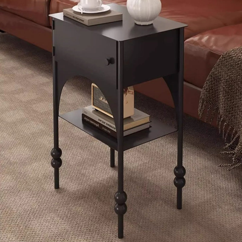 Modern Minimalist Rectangular Arched High-Heel Design Iron Nightstand 1-Cabinet For Bedroom
