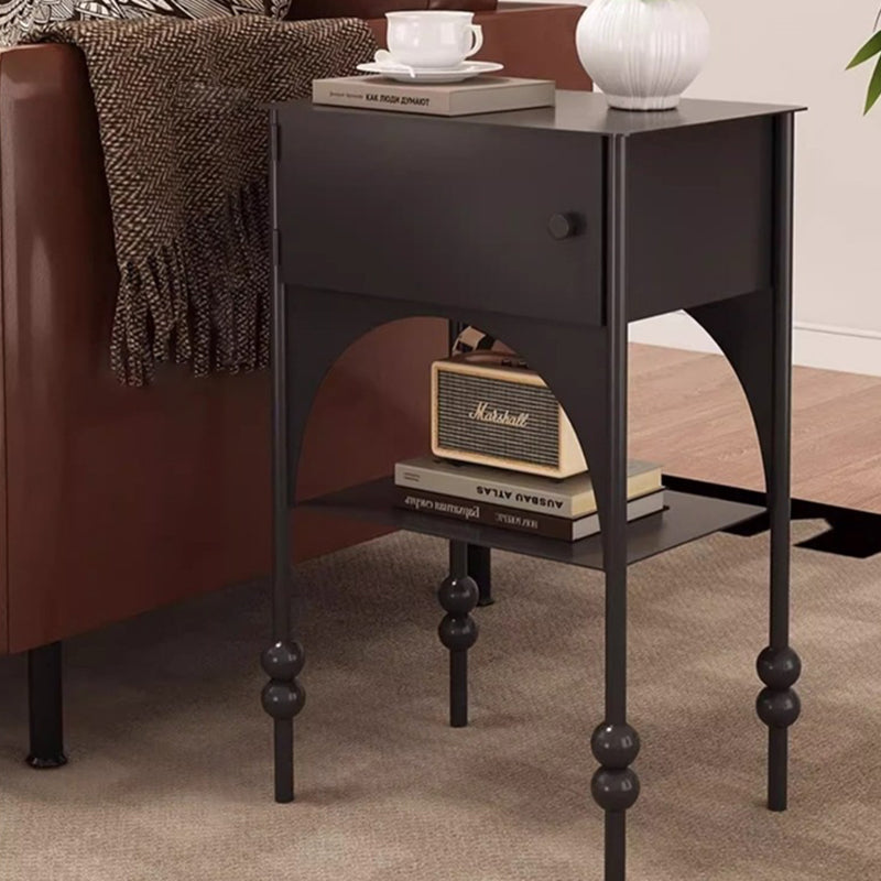 Modern Minimalist Rectangular Arched High-Heel Design Iron Nightstand 1-Cabinet For Bedroom