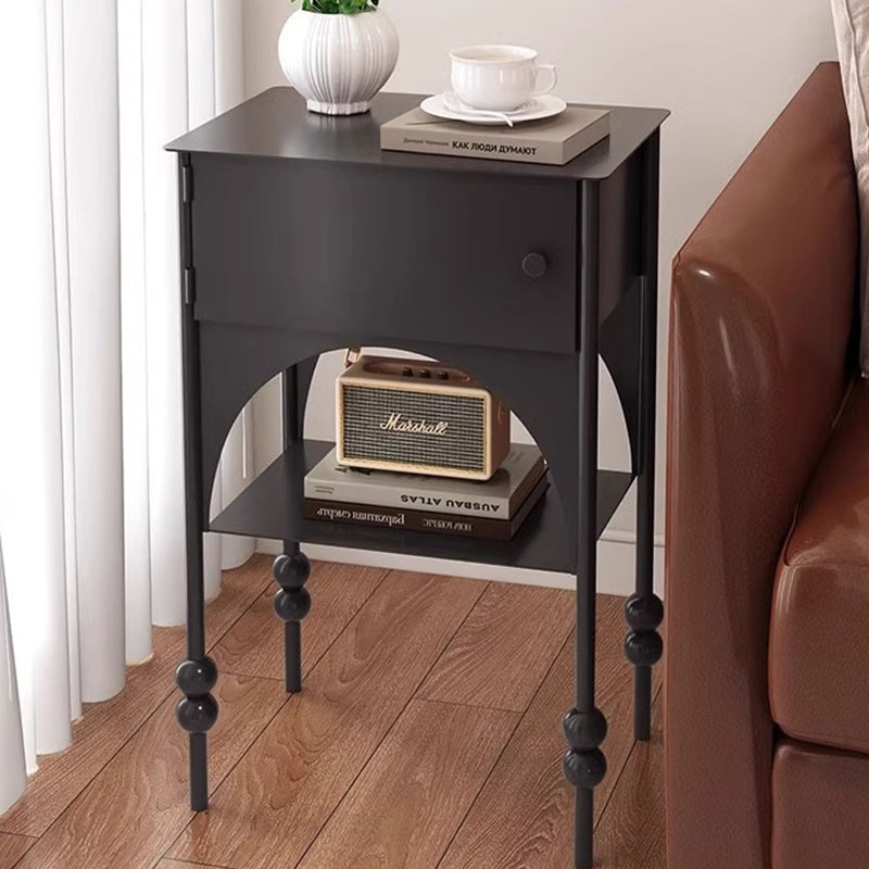 Modern Minimalist Rectangular Arched High-Heel Design Iron Nightstand 1-Cabinet For Bedroom