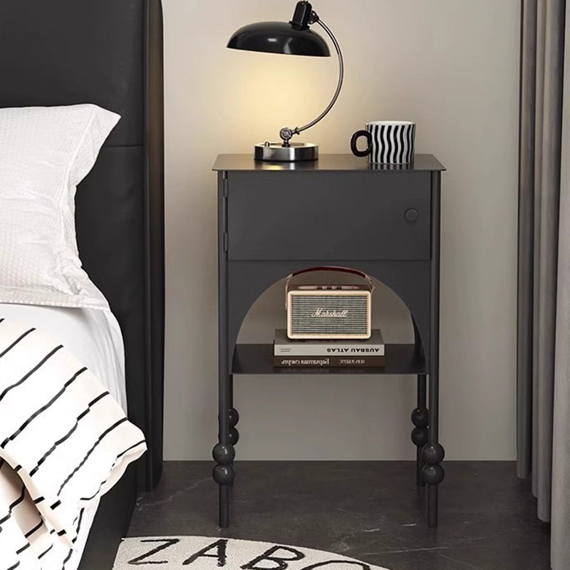 Modern Minimalist Rectangular Arched High-Heel Design Iron Nightstand 1-Cabinet For Bedroom