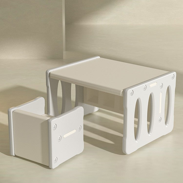 Contemporary Nordic Rectangular Hollow PE Kids Desk & Chair Set For Home Office