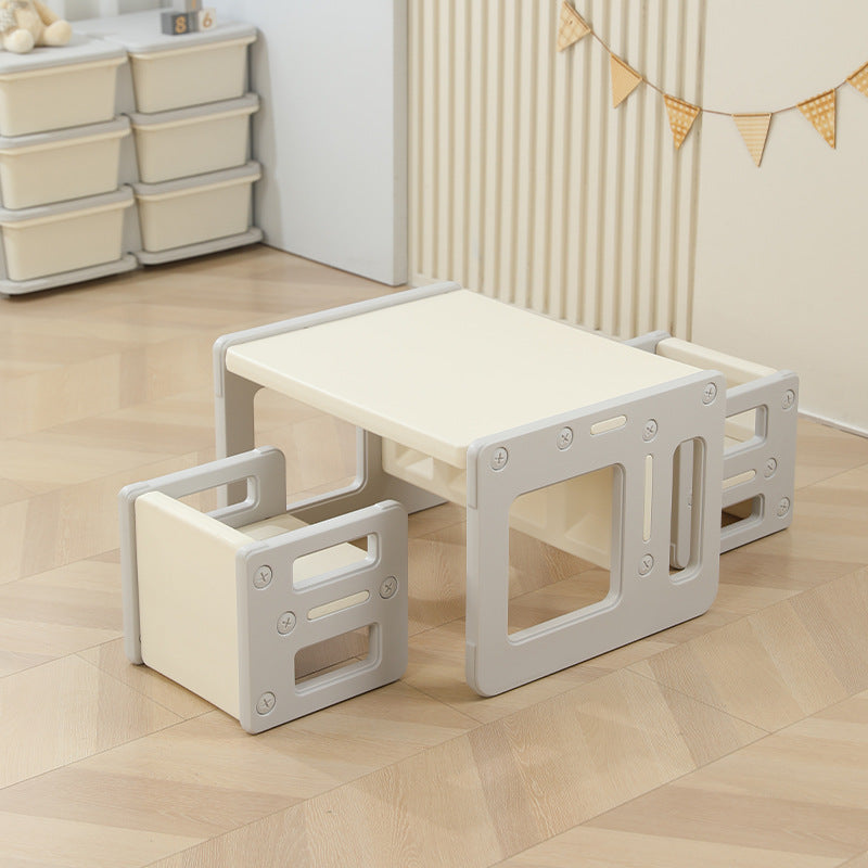 Contemporary Nordic Rectangular Hollow PE Kids Desk & Chair Set For Home Office
