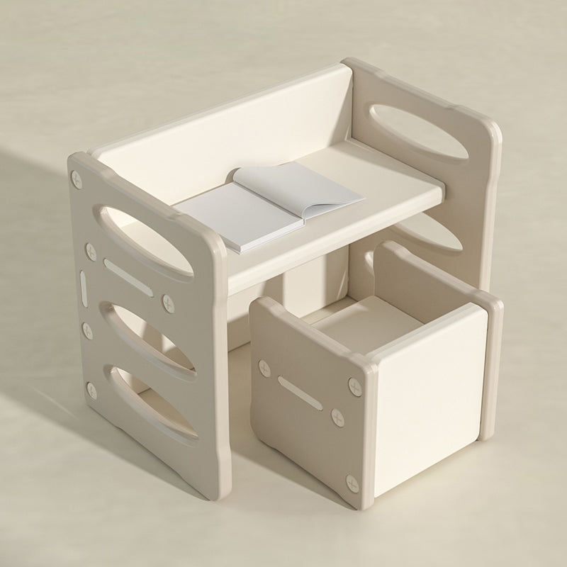 Contemporary Nordic Rectangular Hollow PE Kids Desk & Chair Set For Home Office