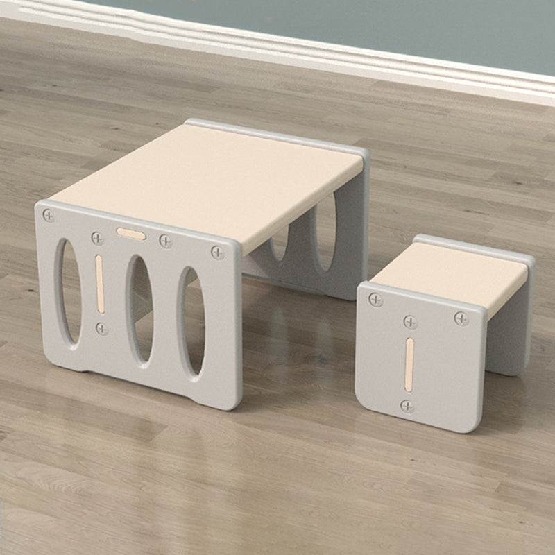 Contemporary Nordic Rectangular Hollow PE Kids Desk & Chair Set For Home Office