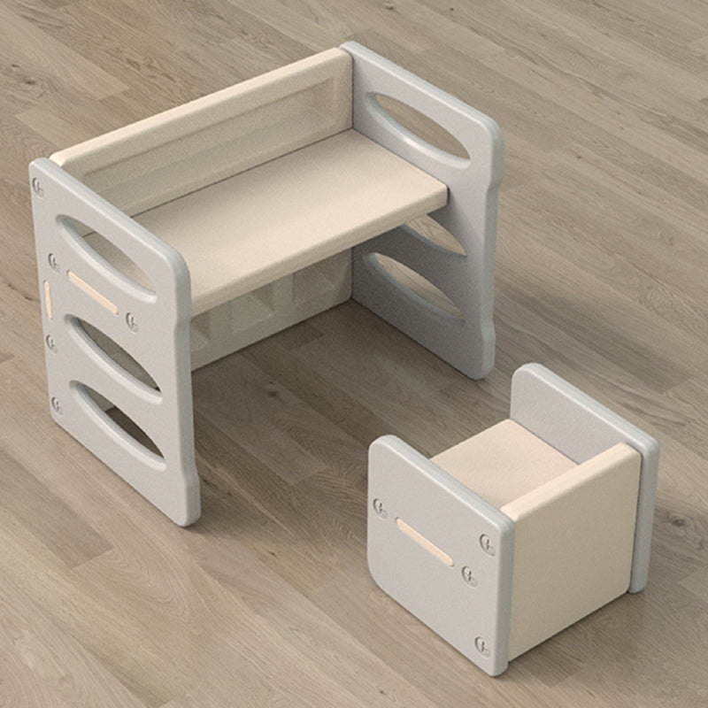 Contemporary Nordic Rectangular Hollow PE Kids Desk & Chair Set For Home Office