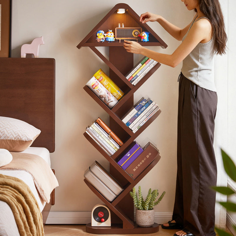 Contemporary Creative Treehouse-Shaped Rubberwood Plywood Bookshelves 5/7 Tier For Home Office
