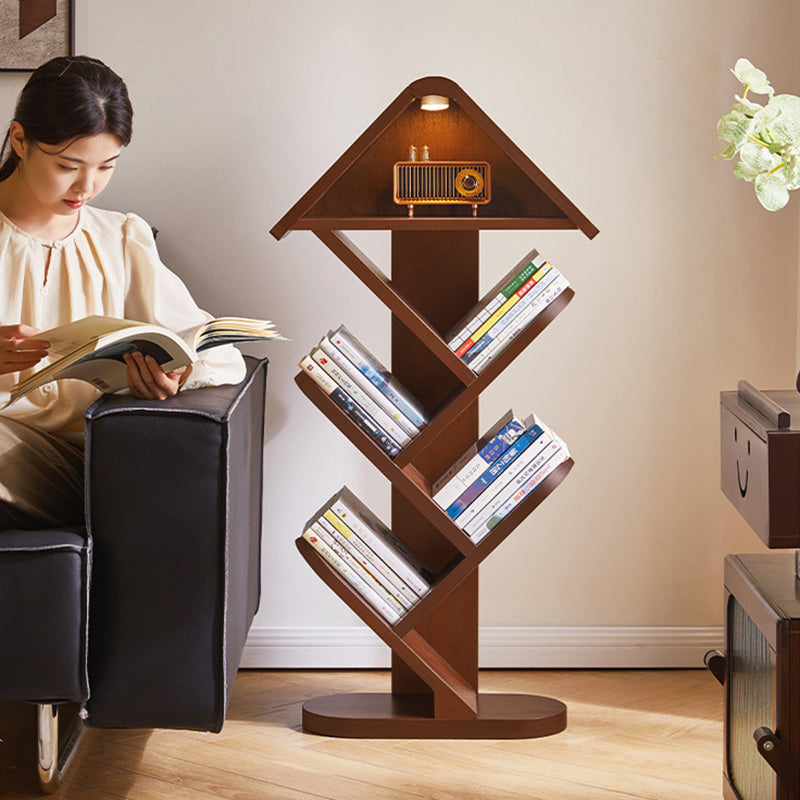 Contemporary Creative Treehouse-Shaped Rubberwood Plywood Bookshelves 5/7 Tier For Home Office