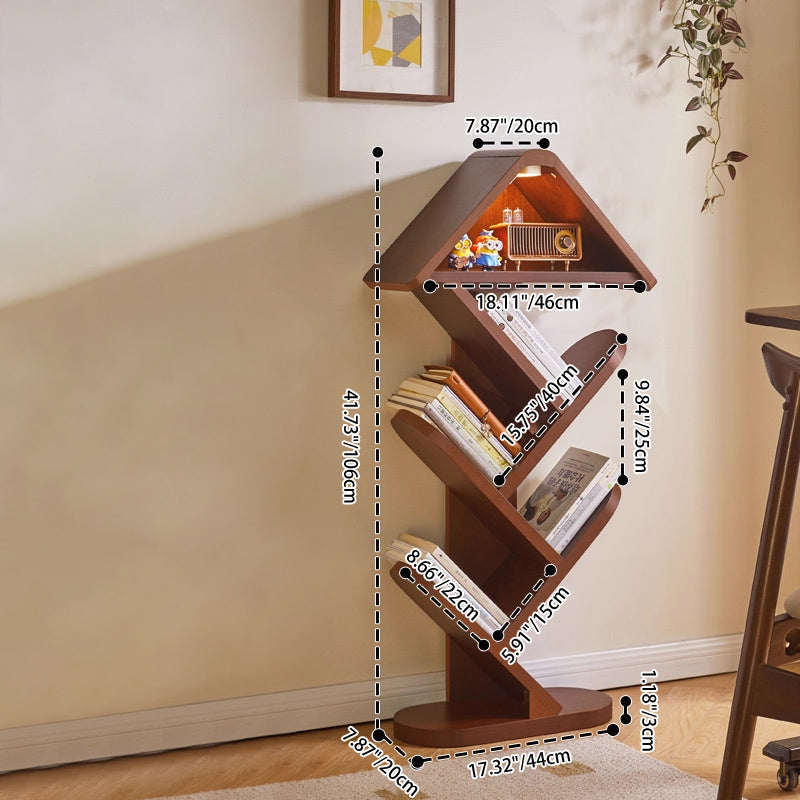 Contemporary Creative Treehouse-Shaped Rubberwood Plywood Bookshelves 5/7 Tier For Home Office
