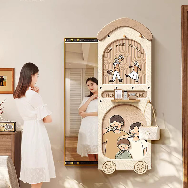 Contemporary Creative Rectangular Arch Medium Density Fiberboard Glass Accent Full-Length Mirror For Entryways