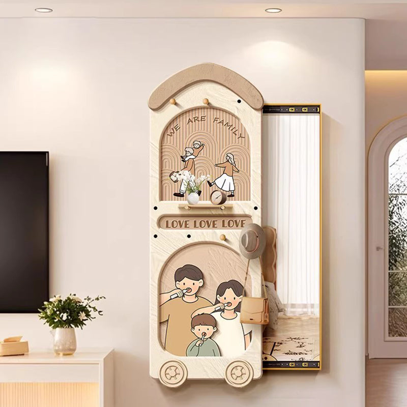 Contemporary Creative Rectangular Arch Medium Density Fiberboard Glass Accent Full-Length Mirror For Entryways