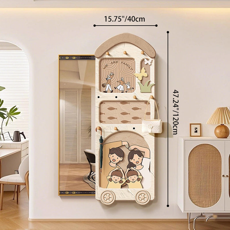 Contemporary Creative Rectangular Arch Medium Density Fiberboard Glass Accent Full-Length Mirror For Entryways