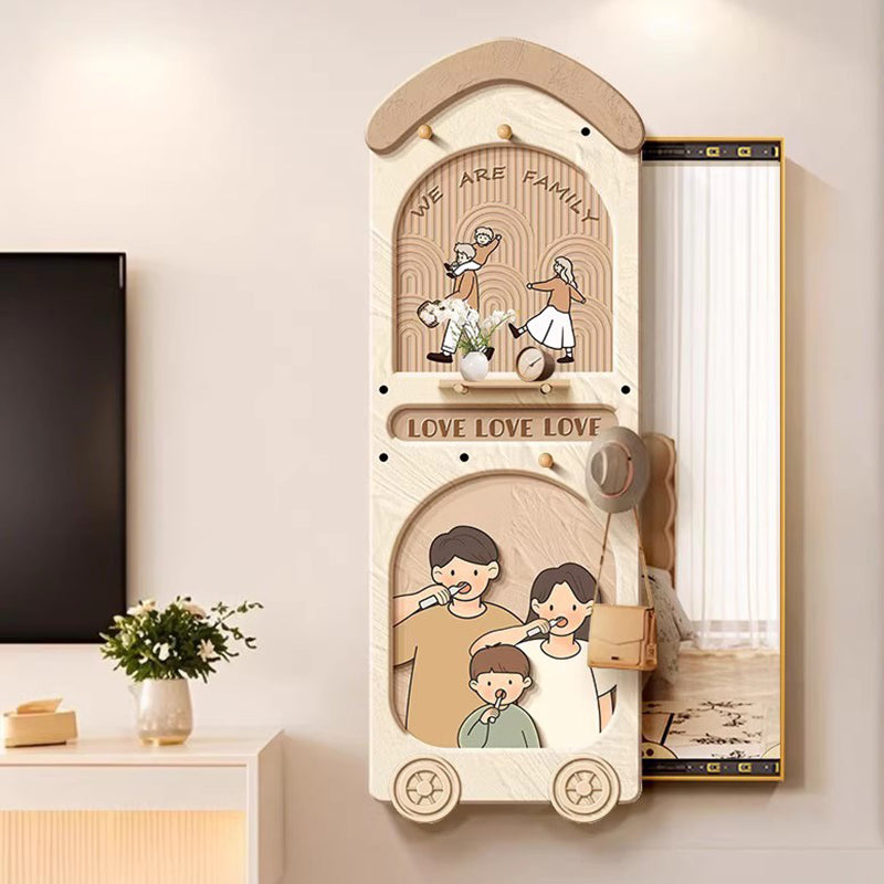 Contemporary Creative Rectangular Arch Medium Density Fiberboard Glass Accent Full-Length Mirror For Entryways