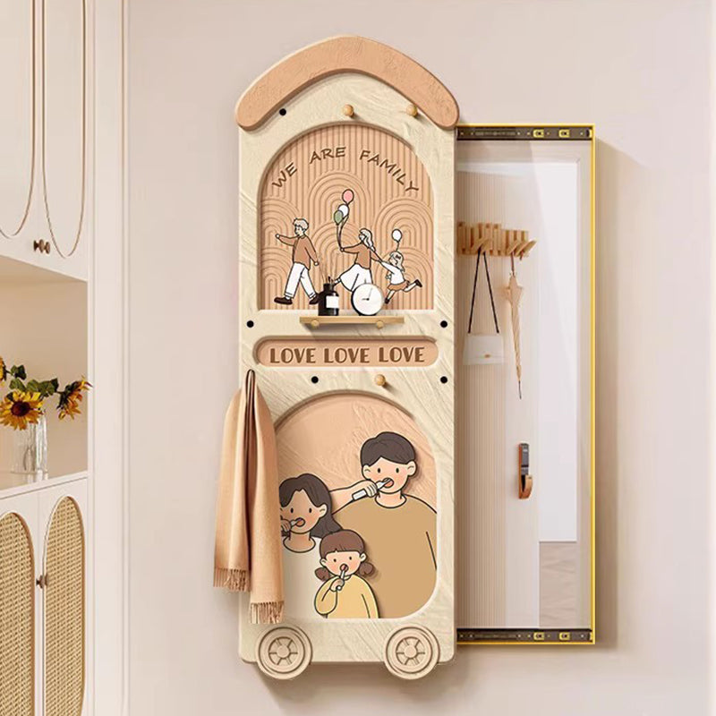 Contemporary Creative Rectangular Arch Medium Density Fiberboard Glass Accent Full-Length Mirror For Entryways