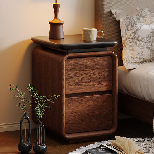 Contemporary Nordic Rectangular Faux Leather Thickened Multi-Layer Board Nightstand 2/3 Drawer For Bedroom