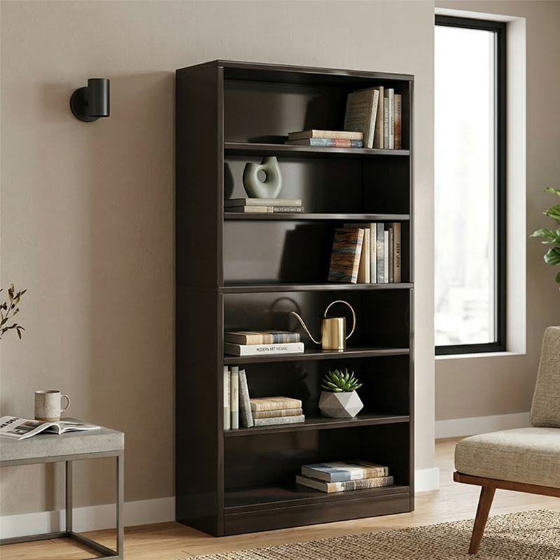 Modern Minimalist Rectangular Solid Wood Eco-Board Bookshelf 6-Tier For Home & Office