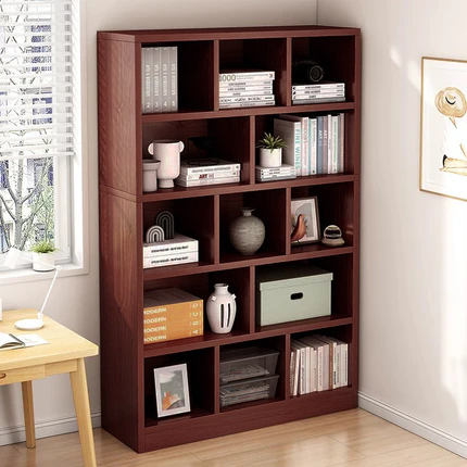 Modern Minimalist Rectangular Medium Density Fiberboard Bookshelf 5-Tier For Home Office