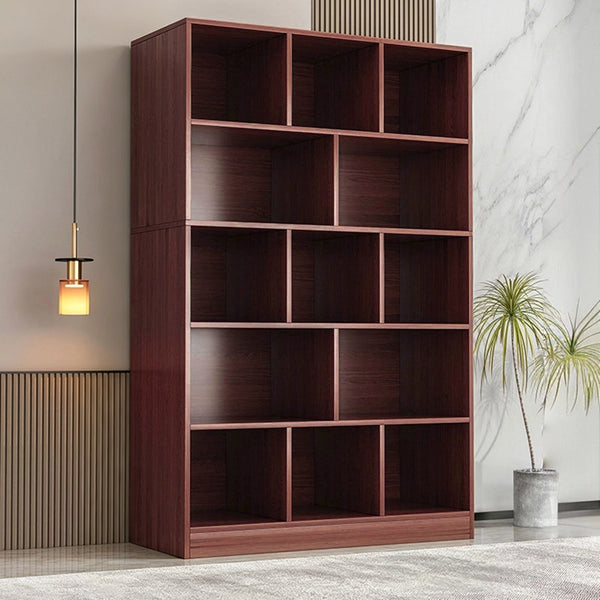 Modern Minimalist Rectangular Medium Density Fiberboard Bookshelf 5-Tier For Home Office