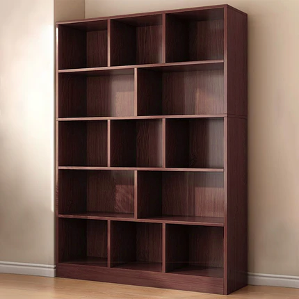 Modern Minimalist Rectangular Medium Density Fiberboard Bookshelf 5-Tier For Home Office