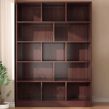Modern Minimalist Rectangular Medium Density Fiberboard Bookshelf 5-Tier For Home Office