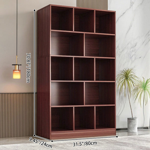 Modern Minimalist Rectangular Medium Density Fiberboard Bookshelf 5-Tier For Home Office