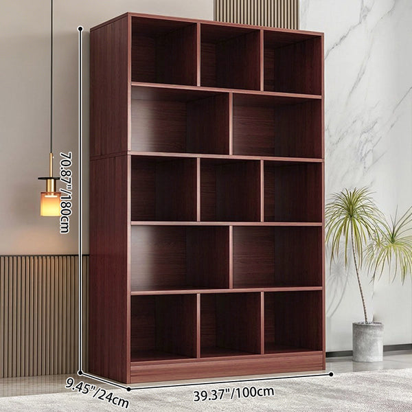 Modern Minimalist Rectangular Medium Density Fiberboard Bookshelf 5-Tier For Home Office