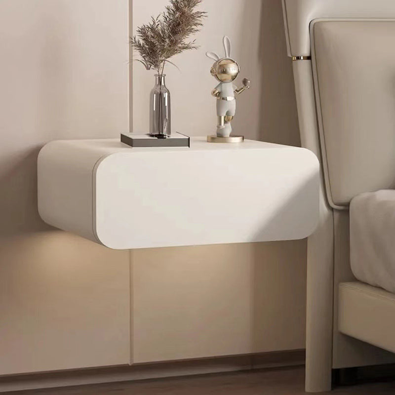 Modern Minimalist Solid Wood Microfiber Leather Floating Rectangular Nightstand With Drawer, Wall-Mounted Bedside Table For Bedroom