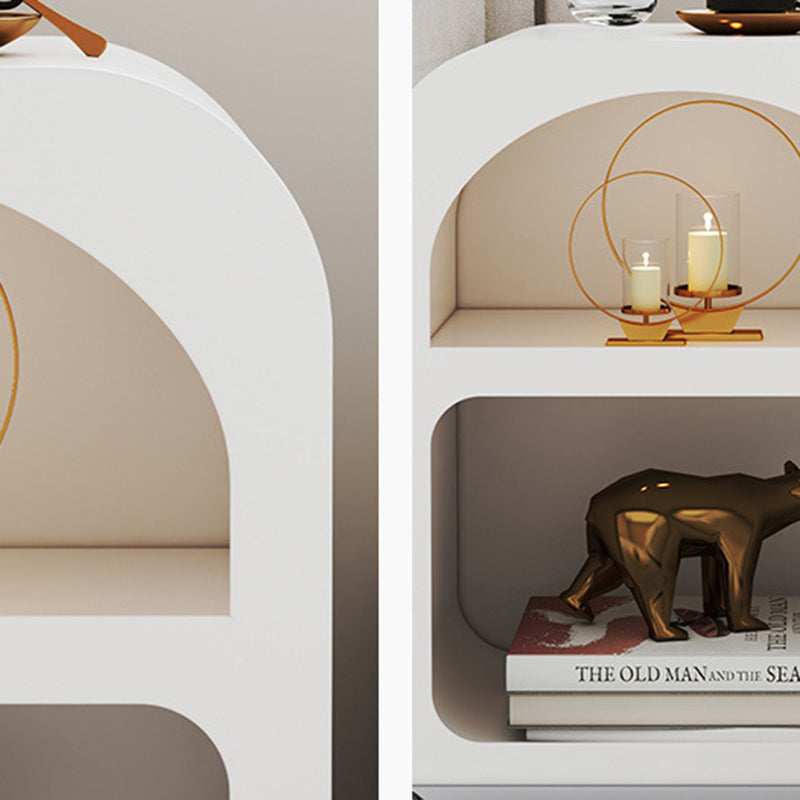 Modern Minimalist Engineered Wood Rounded Rectangle Nightstand With 2-Storage Compartments For Bedroom