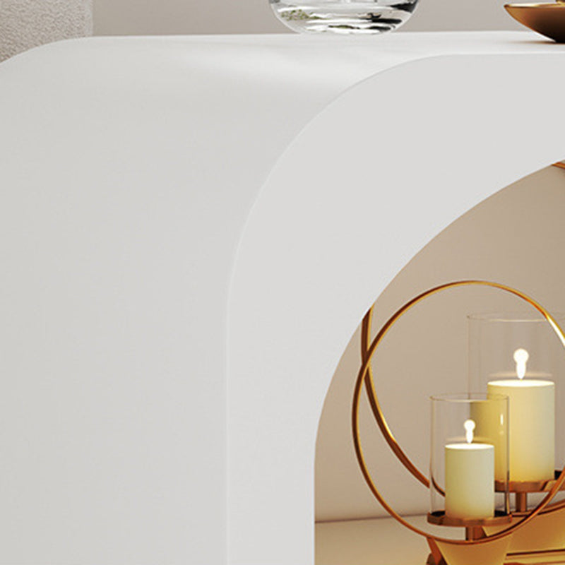 Modern Minimalist Engineered Wood Rounded Rectangle Nightstand With 2-Storage Compartments For Bedroom