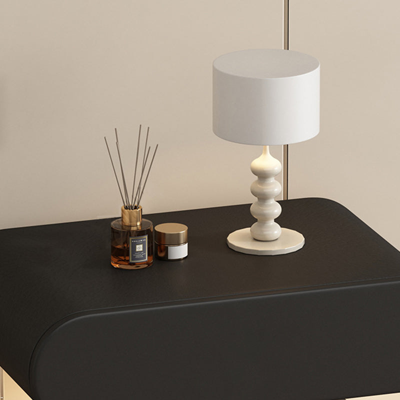 Modern Minimalist Rectangular Oval Solid Wood Cat Scratch Leather Acrylic Crystal Sensor Light Nightstand 2-Drawer Bedroom