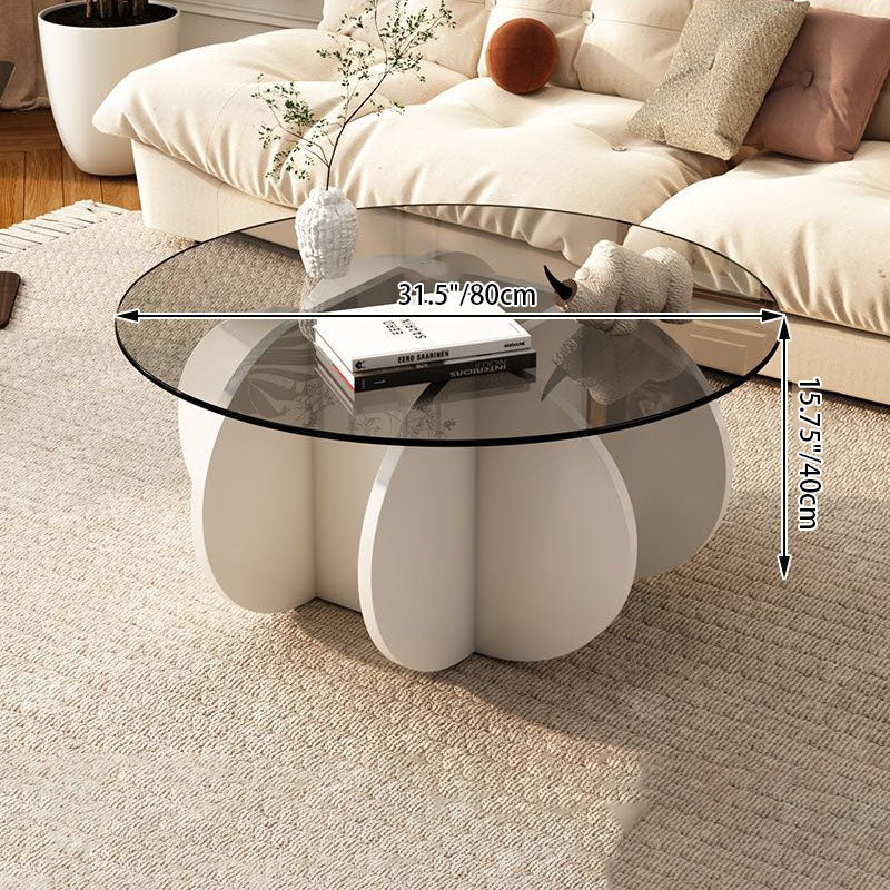 Contemporary Scandinavian Round Tempered Glass Particleboard Coffee Table For Living Room